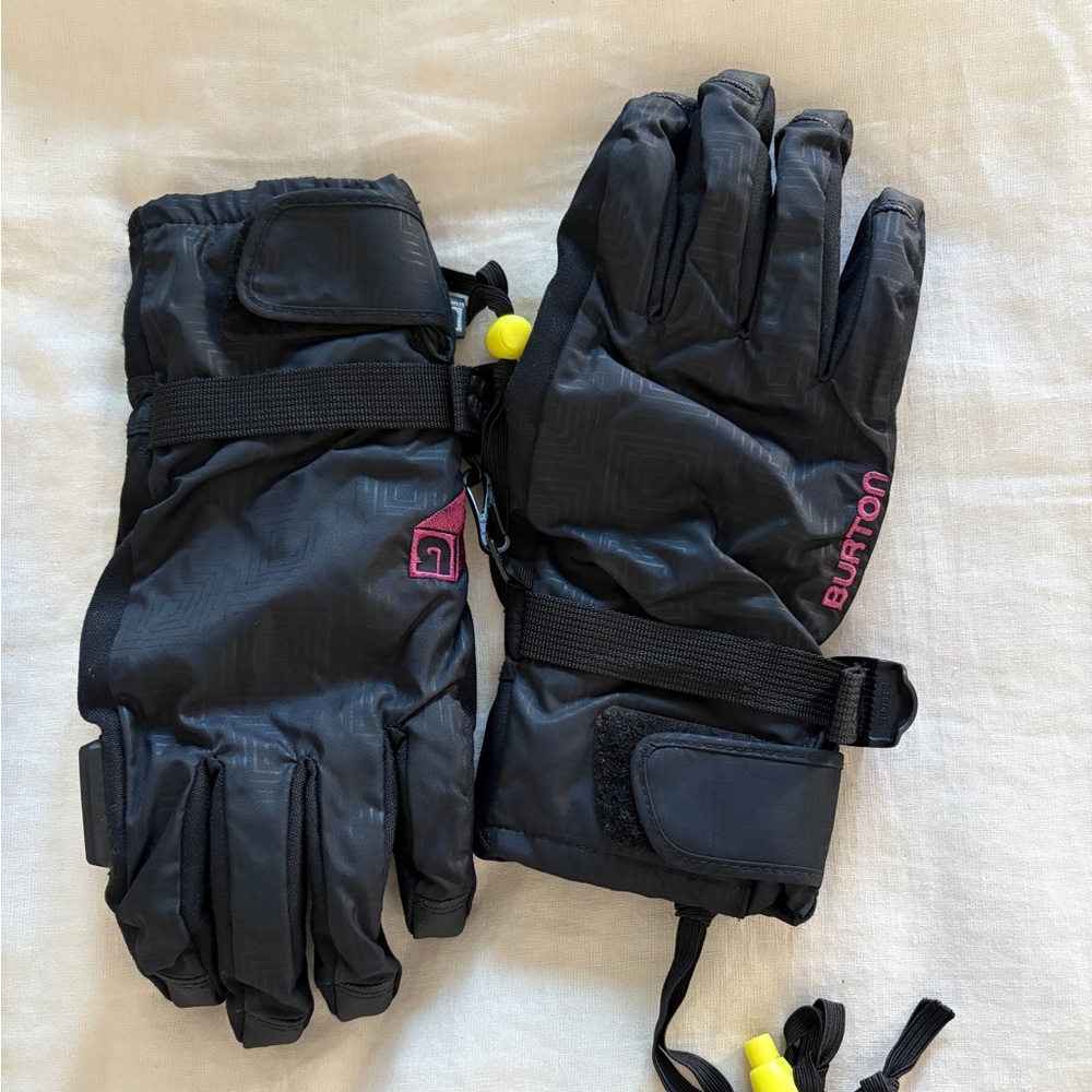 Burton Black Snow Gloves with Pink Accents